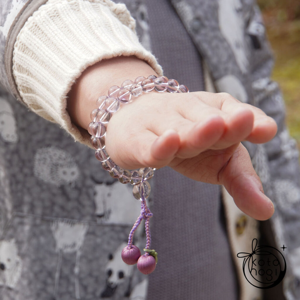 癒し・人間関係・金運アップの2wayお守り数珠「ふたえ」 ラベンダーアメジスト スーパーセブン 略式数珠