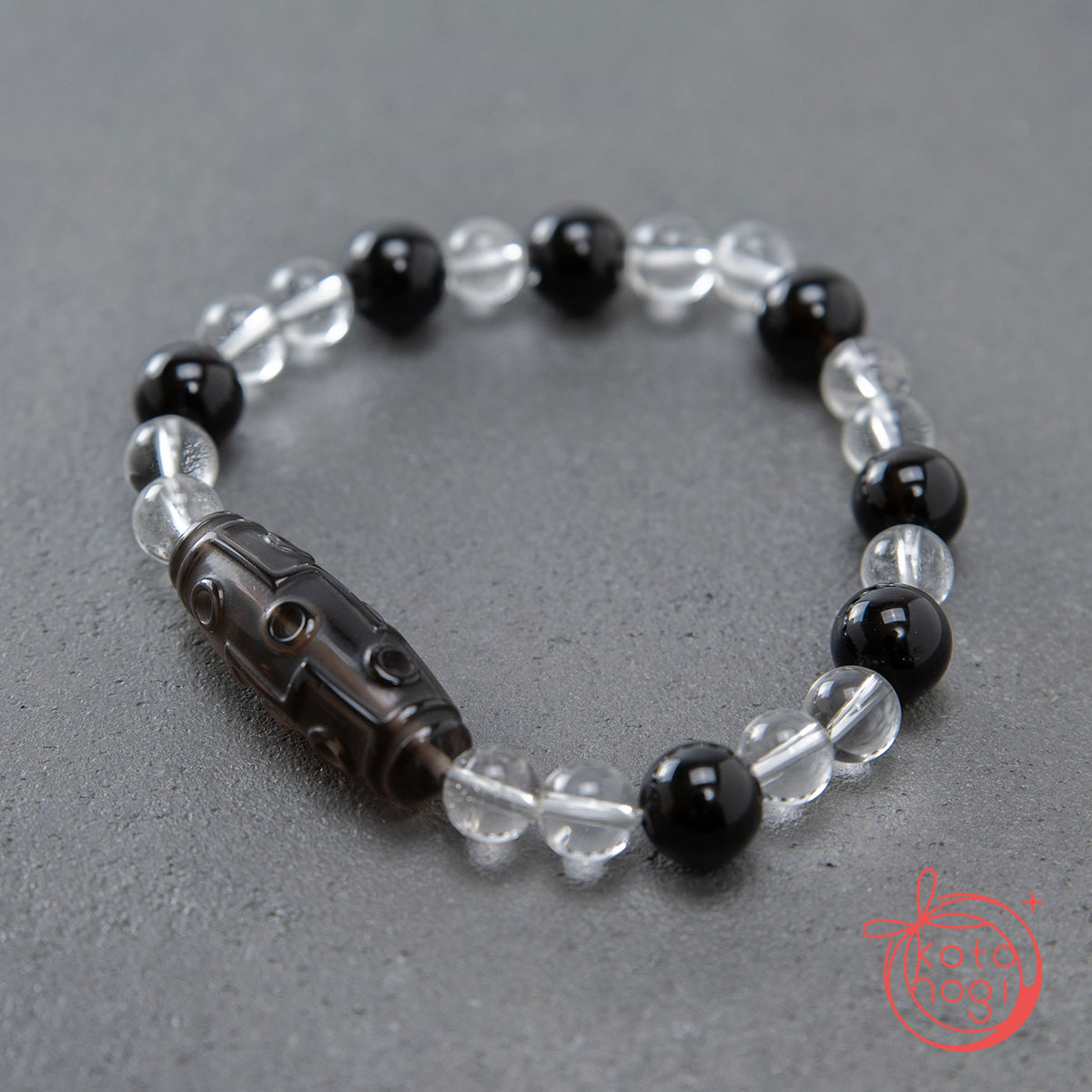 スモーキークォーツ×チベット産モリオン×ヒマラヤ水晶_お守りブレスレット