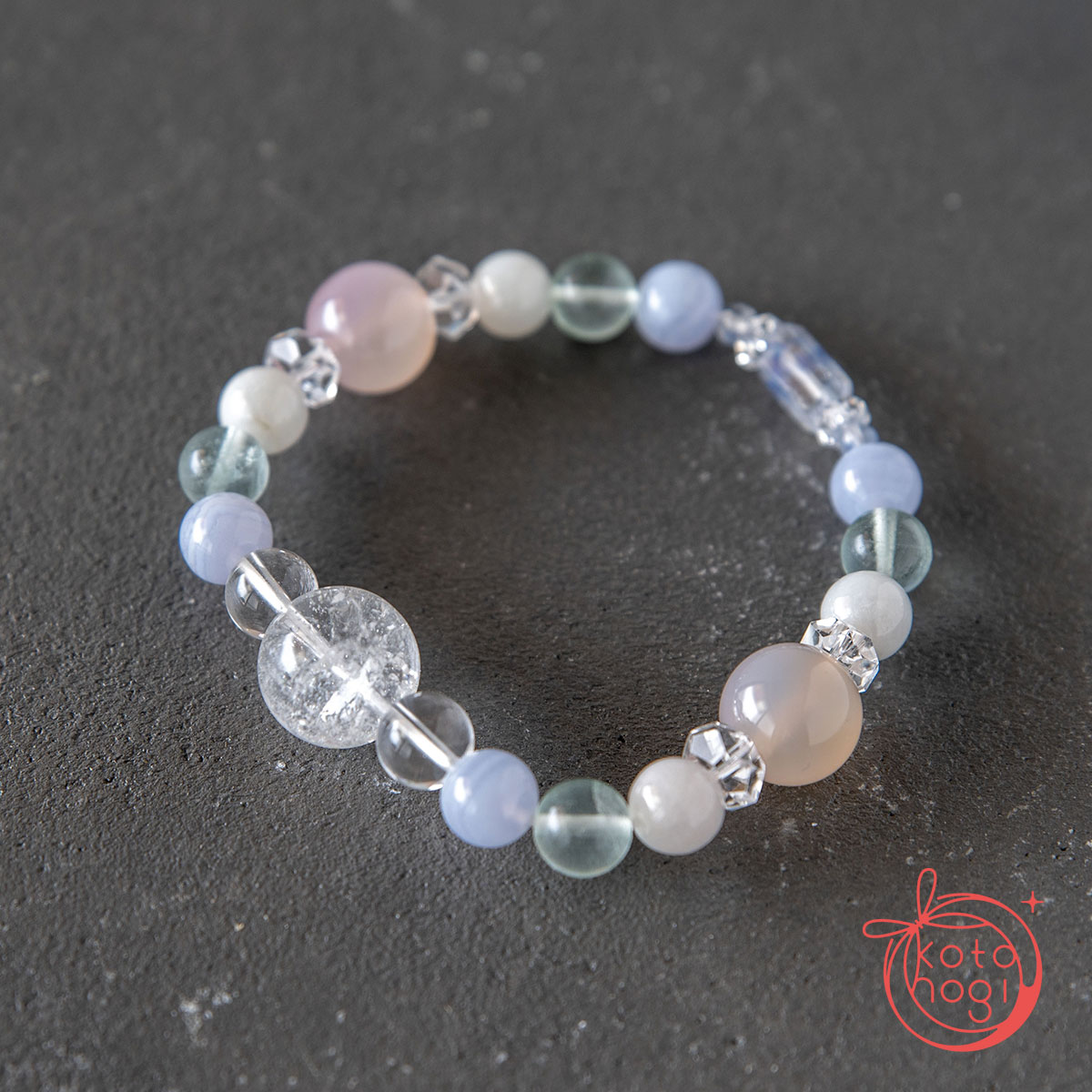 ブルーレースアゲート×フローライト_お守りブレスレット