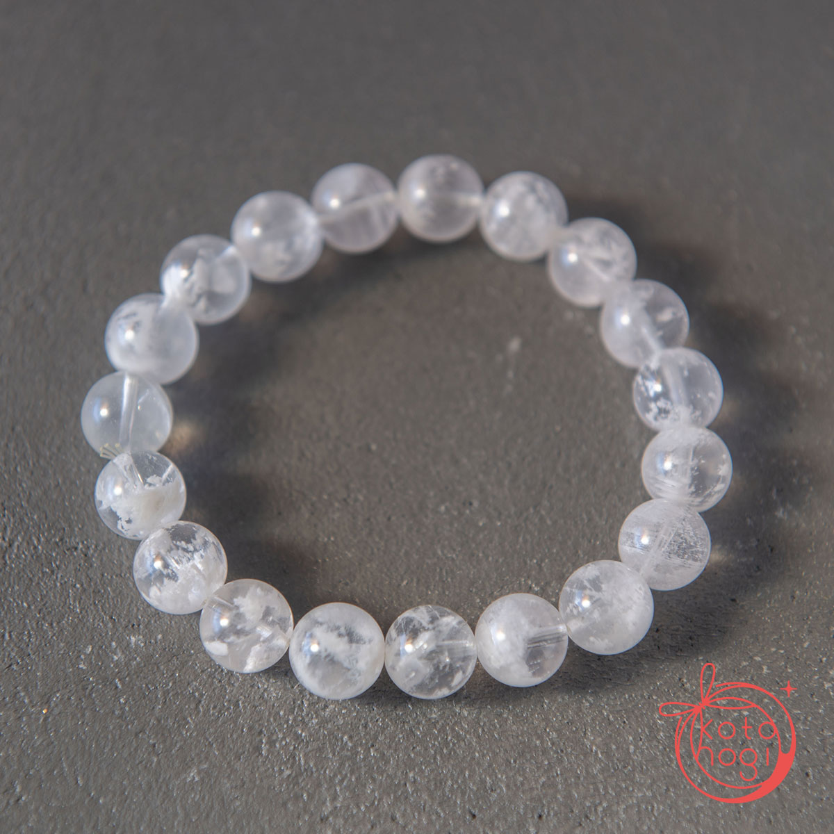宇津木選抜-ホワイトスノーガーデンクォーツ_お守りブレスレット