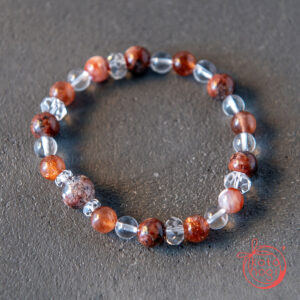 ヒマラヤンビジョナイト×サンストーン×レッドガーデンクォーツ×ヒマラヤアイスクォーツ_お守りブレスレット